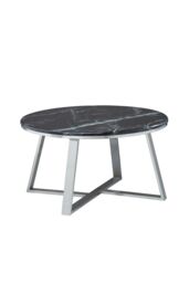 Orsina Stylish Round Coffee Table With Black Marble Top, Silver Finish Decorative Table, Spacious Coffee Table - thumbnail 5