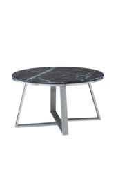 Orsina Stylish Round Coffee Table With Black Marble Top, Silver Finish Decorative Table, Spacious Coffee Table - thumbnail 2