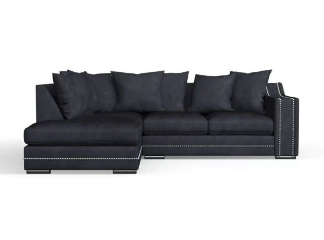 Snugg Furniture UK Limited (Left Hand) Robin Studed Corner Sofa in Charcoal - image 1