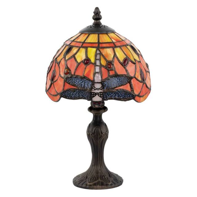 Happy Homewares Traditional Handmade Stained Glass Dragonfly Tiffany Lamp in Orange - Size: 8 inches - image 1