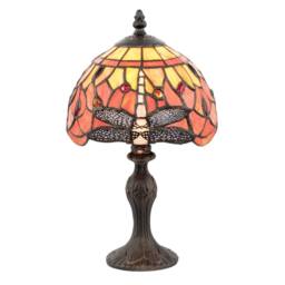 Happy Homewares Traditional Handmade Stained Glass Dragonfly Tiffany Lamp in Orange - Size: 8 inches - thumbnail 2