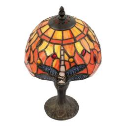 Happy Homewares Traditional Handmade Stained Glass Dragonfly Tiffany Lamp in Orange - Size: 8 inches - thumbnail 5