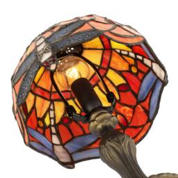 Happy Homewares Traditional Handmade Stained Glass Dragonfly Tiffany Lamp in Orange - Size: 8 inches - thumbnail 4