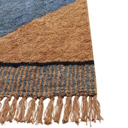 Wyld and Coco Hand-Tufted Cotton Rug 140 x 200 cm Blue-Brown Striped Tassels in Brown - Size: 140 cm x 200 cm - thumbnail 6