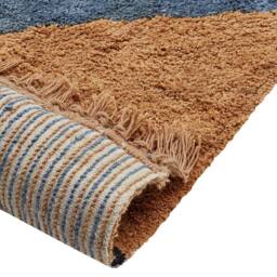 Wyld and Coco Hand-Tufted Cotton Rug 140 x 200 cm Blue-Brown Striped Tassels in Brown - Size: 140 cm x 200 cm - thumbnail 5