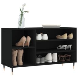 Berkfield Home Shoe Cabinet Black 102x36x60 cm Engineered Wood - Size: 102 x 36 x 60 cm - thumbnail 3