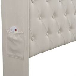 BTM Linen Ottoman Bed with Hydraulic Storage, LED Headboard & USB Ports in Beige - Size: Double - thumbnail 8