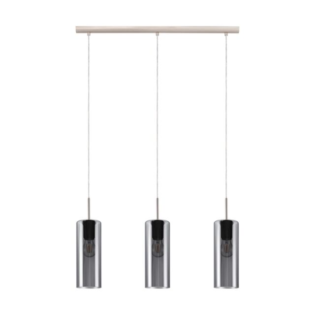 Loops Pendant Light Satin Nickel Shade Black Transparent Glass Vaporized E27 3x15W in Metallics - image 1