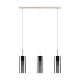 Loops Pendant Light Satin Nickel Shade Black Transparent Glass Vaporized E27 3x15W in Metallics