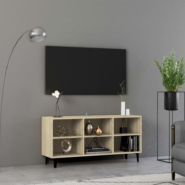 Berkfield Home TV Cabinet with Metal Legs Sonoma Oak 103.5x30x50 cm in Brown - image 1