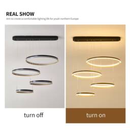 NIVOR 4 Rings Pendant Lighting DIY Shape Hanging Dimmable LED Chandelier in Black - thumbnail 4