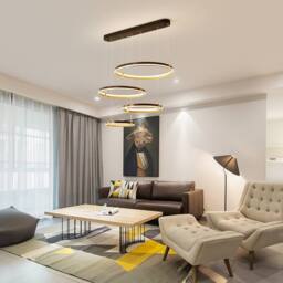 NIVOR 4 Rings Pendant Lighting DIY Shape Hanging Dimmable LED Chandelier in Black - thumbnail 6