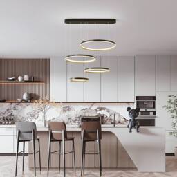 NIVOR 4 Rings Pendant Lighting DIY Shape Hanging Dimmable LED Chandelier in Black - thumbnail 8