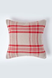 Homescapes Tartan Pattern Cushion Cover in Grey - Size: 60 cm x 60 cm