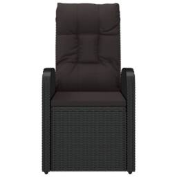 Berkfield Home Reclining Garden Chairs with Cushions 2 pcs Black Poly Rattan - thumbnail 4
