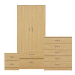 Home Discount Vida Designs Riano 3 Piece Bedroom Set 2 Draw Bedside & 5 Drawer Chest in Brown - thumbnail 8
