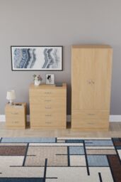 Home Discount Vida Designs Riano 3 Piece Bedroom Set 2 Draw Bedside & 5 Drawer Chest in Brown - thumbnail 4