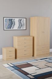 Home Discount Vida Designs Riano 3 Piece Bedroom Set 2 Draw Bedside & 5 Drawer Chest in Brown - thumbnail 1