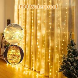 NIVOR Curtain Lights Indoor Outdoor, 300LED 3mx3m Fairy Lights 8 Modes 3000K in Clear - thumbnail 4