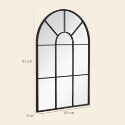 HOMCOM Modern Arched Window Wall Mirror for Living Room Bedroom in Black - thumbnail 3