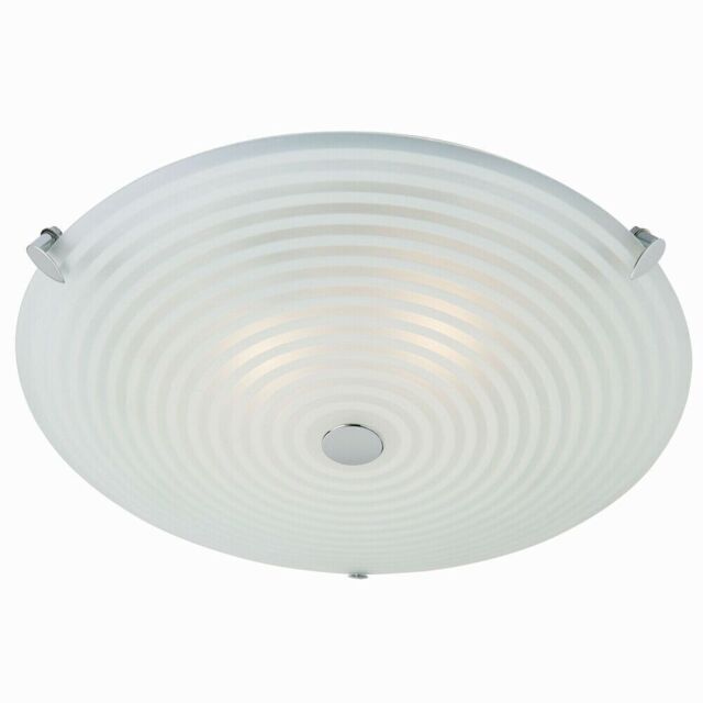 Loops Flush Ceiling Light Frosted/Clear Glass & Chrome Plate 2 x 40W E14 candle in Clear - image 1