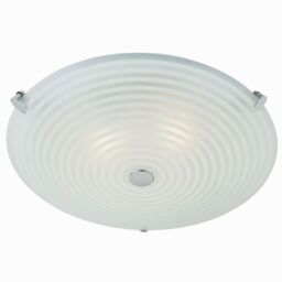Loops Flush Ceiling Light Frosted/Clear Glass & Chrome Plate 2 x 40W E14 candle in Clear - thumbnail 1