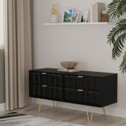 Ready Assembled 2 U Metro 4 Drawer Bed Box (Ready Assembled) in True Black - Size: Small