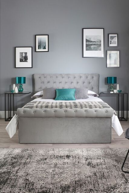 Aspire Chesterfield Ottoman Bed Grey - Size: Double - image 1