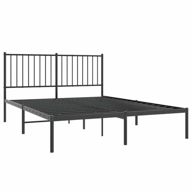 Berkfield Home Metal Bed Frame with Headboard Black 135x190 cm Double - image 1