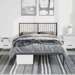 Berkfield Home Metal Bed Frame with Headboard Black 135x190 cm Double - thumbnail 4