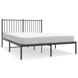 Berkfield Home Metal Bed Frame with Headboard Black 135x190 cm Double - thumbnail 3
