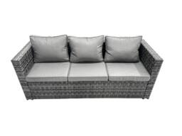 Fimous 6 Seater Patio Lounge Sofa Set with Side Table 2 Small Footstools in Dark Grey - thumbnail 4