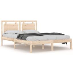 Berkfield Home Beautiful Bed Frame Solid Wood 150x200 cm King Size in Light Brown - thumbnail 3