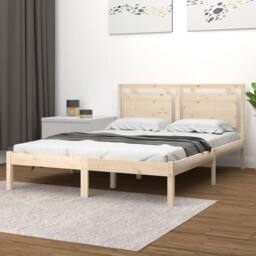 Berkfield Home Beautiful Bed Frame Solid Wood 150x200 cm King Size in Light Brown - thumbnail 2