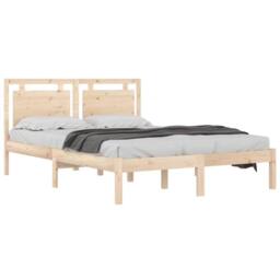 Berkfield Home Beautiful Bed Frame Solid Wood 150x200 cm King Size in Light Brown - thumbnail 1