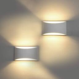 Goeco LED Wall Light Indoor, Pack of 2, 7W Plaster Light Modern Wall Lamp in White - thumbnail 1