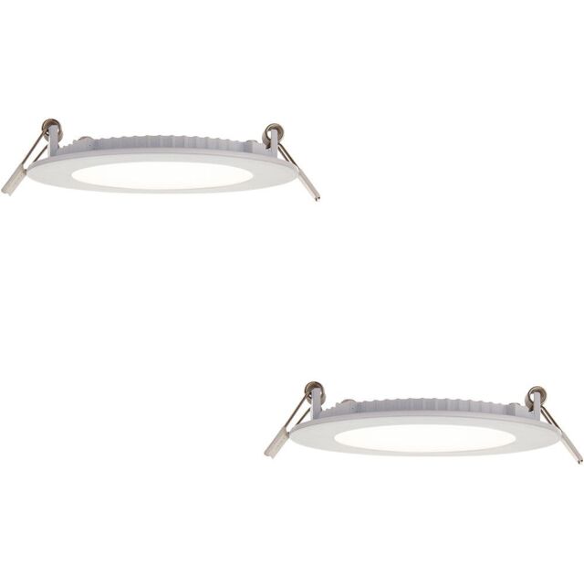 Loops 2 PACK Ultra Slim Recessed Ceiling Downlight - 6W Cool White LED - IP44 Rated - image 1
