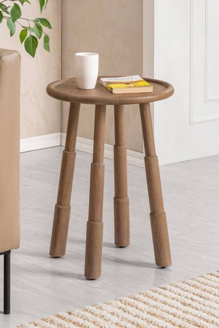 MH London Bali Side Table Solid Wood Bedside Table for Living Room & Bedroom in Brown - image 1