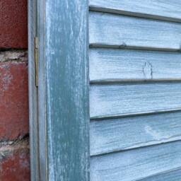 Melody Maison Distressed Green Shutter Style Garden Wall Mounted Mirror 60cm X 70cm - Size: 60 cm X 70 cm - thumbnail 2