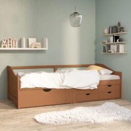 Berkfield Home 3-Seater Day Bed with Drawers Honey Brown Solid Pinewood 90x200 cm