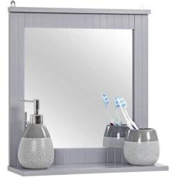 SPETLEK Wood Framed Wall Mounted Bathroom Mirror Grey - thumbnail 3