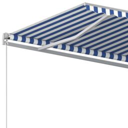 Berkfield Home Manual Retractable Awning 400x350 cm Blue & White - thumbnail 5