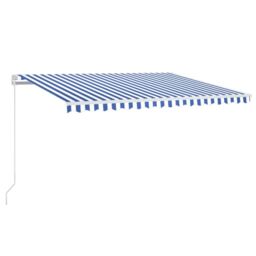 Berkfield Home Manual Retractable Awning 400x350 cm Blue & White - thumbnail 2