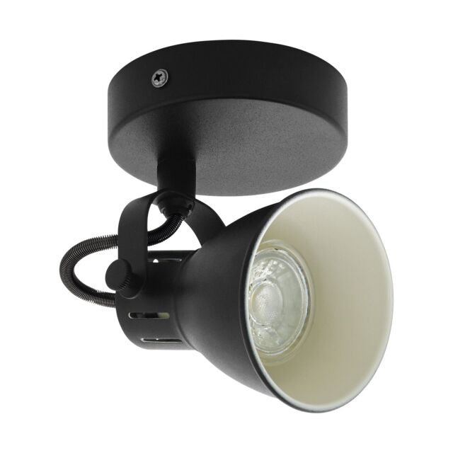 Loops Wall Light 1 Spot Colour Black Steel Pivot Shade Bulb GU10 1x3.3W Included - image 1