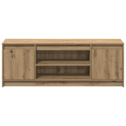 Berkfield Home TV Cabinet with LED in Artisan Oak 139.5x34x50 cm, Made from Engineered Wood in Brown - Size: 139.5x34x50 cm - thumbnail 6