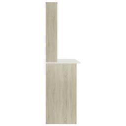 Berkfield Home Desk with Shelf White & Sonoma Oak 110x45x157 cm Engineered Wood - Size: 110 x 45 x 157 cm - thumbnail 5