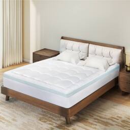 Lavio Quilted Mattress Protector King Cooling Gel Memory Foam Bed Cover in White - thumbnail 3