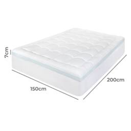 Lavio Quilted Mattress Protector King Cooling Gel Memory Foam Bed Cover in White - thumbnail 4