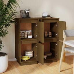 Berkfield Home Sideboards 2 pcs Honey Brown 31.5x34x75 cm Solid Wood Pine - thumbnail 3