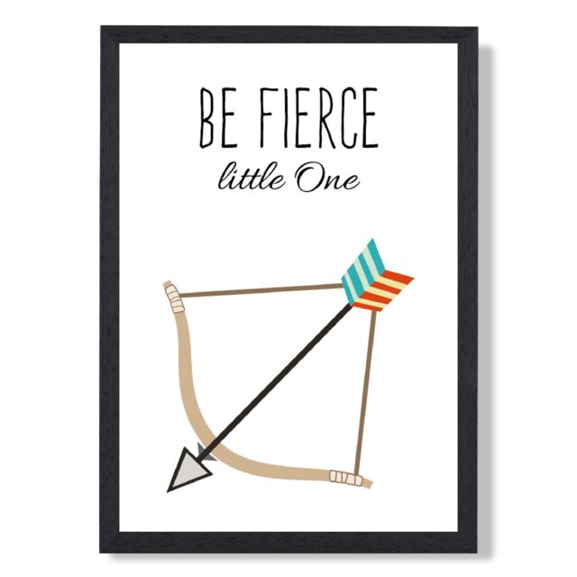 ARTZE Be Fierce Arrow Tribal Quote Framed Print SIZE: A3 with Black Frame in Bright Blue - Size: A4 - image 1